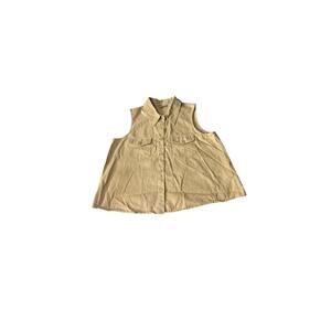 Liz Claiborne Sleeveless Button-Up Shirt Beige Size 10